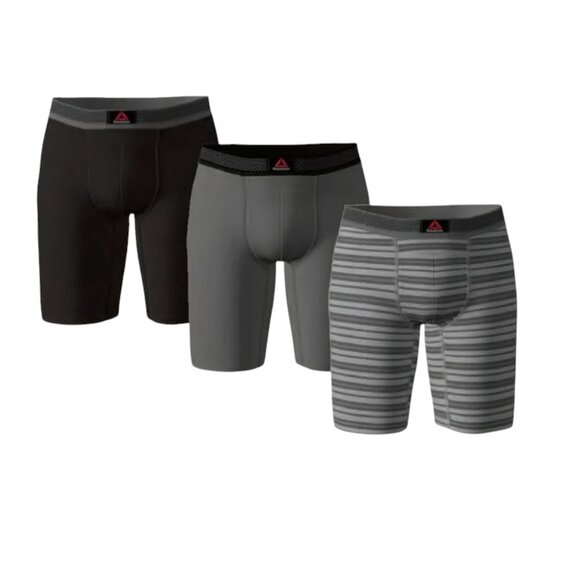 New Reebok Men's 3 Pack Featherweight Long Leg Performance Boxer Briefs XXL 2XL‎ - Picture 1 of 3